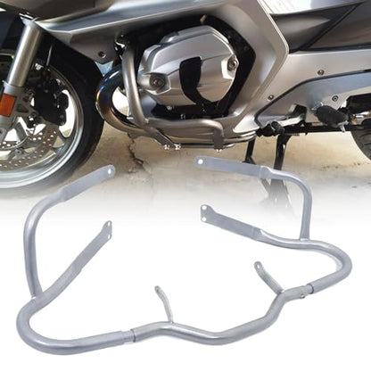 CHIFUN Engine Guard Front Highway Crash Bars Steel Replacement for BMW R1200RT 2005-2013 Silver Motorcycle Frame Protection Bars - color: Silver