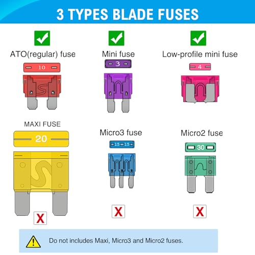 Nilight 272PCS Regular Mini and Low Profile Mini Blade Fuse Assortment Kit