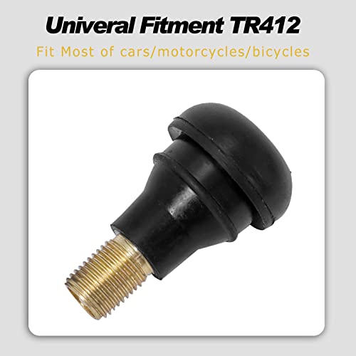 BLACKHORSE-RACING 25 Pack TR412 Rubber Tire Snap-in Short Valve Stem - size: TR412-25pcs