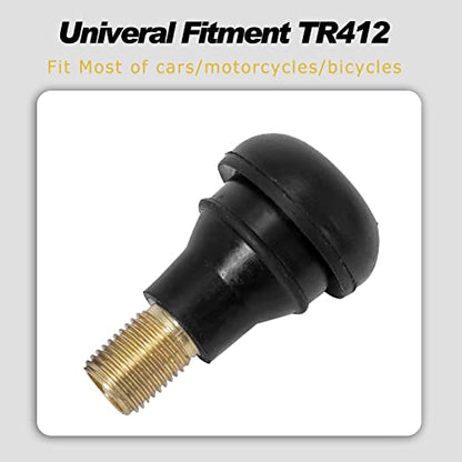 BLACKHORSE-RACING 25 Pack TR412 Rubber Tire Snap-in Short Valve Stem - size: TR412-25pcs