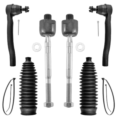 6pcs Front Steering Kit for 2009-2015 Honda Pilot 2 Inner Tie Rod Ends 2 Outer Tie Rod Ends 2 Boots 2010 2011 2012 2013 2014 Replacement
