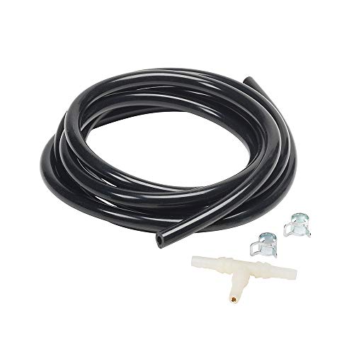 GlowShift Replacement 18ft Black Silicone Mechanical Boost/Vacuum Gauge Hose Kit with T-Fitting & Clamps