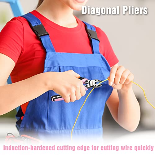 WORKPRO 4-Piece Pliers Set, Premium CR-V Construction Pliers Tool Sets - color: Pink