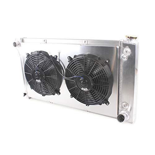 3 Rows Core Flow Full Aluminum Cooling Radiator Shroud+2Fans For - size: 73