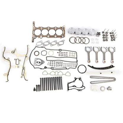 Engine Pistons Overhaul Rebuild Kit Connecting Rods Fit for Chevy Cruze 2011-2016 1.4L with Timing Chain Kit Intake Valves Cylinder Repair Kit Head Gaskets Replace 55562234 55355345 55564509