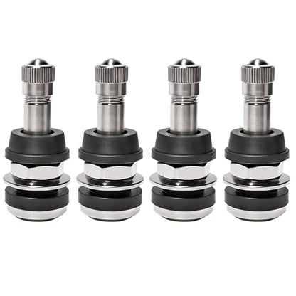 4 PCS TR416 Metal Valve Stems, 1-1/2" Long High Pressure Clamp-in Valve Stem for Tubeless Tires, Outer Mount Auto Tire Valves Fits 0.453" & 0.625" Rim Holes, Car Accessories
