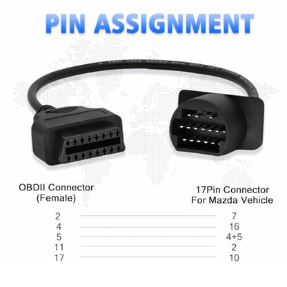 OBD2 Adapter for Mazda 17 Pin OBD1 to 16 Pin OBD2 Diagnostic Cable - style: Fit for mazda-17pin