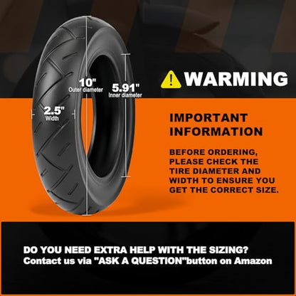 EMERK 10x2.50 Scooter Tire and Inner Tube Set, 90° Bent Valve, 1 Pack - color: 1 Tire + 1 Tube