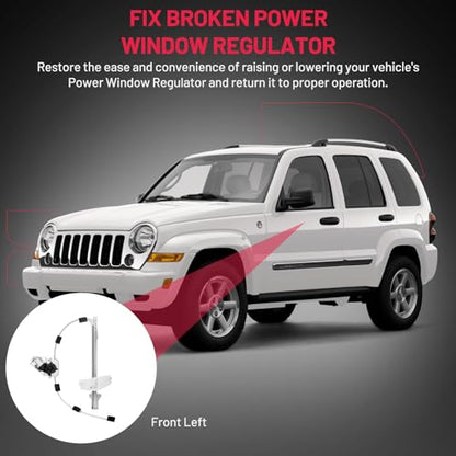 BDFHYK 741-526 Power Window Regulator with Motor Front Left for 2002-2007 Liberty 2002 2003 2004 2005 2006 2007 02 03 04 05 06 07 - size: Front Left, style: 2002-2005 Liberty KJ