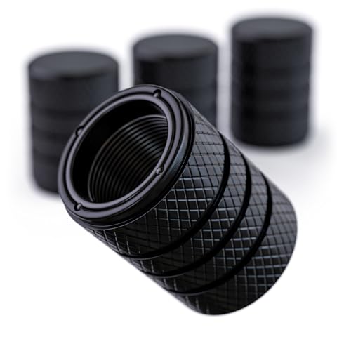 Aluminum Tire Valve Stem Caps – Anti-Rust, Premium Anodized Aluminum, Corrosion-Resistant, Easy Install, Universal Fit for Car, Truck, Bike, SUV – 1 Pack/Set of 4 (Onyx Black) - color: ONYX BLACK
