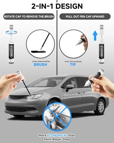 Silver Mist(PSE/SSE) Touch Up Paint Compatible with Chrysler Exact Match 2 in 1 Touch up Paint for Chips and Nicks Repair with 2pcs Disposable Micro Applicators - color: Silver Mist(PSE/SSE)