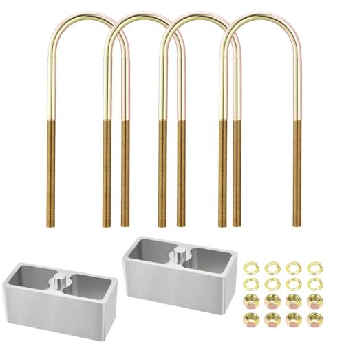 Universal Leaf Spring Lowering Block Kit, 2.5 Inch, 2-1/2" Wide, 5" Long, Zinc-Plated U-Bolts, Premium Steel Construction for Long-Lasting Finish - size: 2.5 Inch