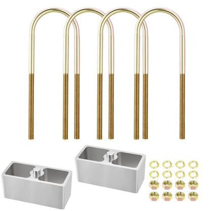 Universal Leaf Spring Lowering Block Kit, 2.5 Inch, 2-1/2" Wide, 5" Long, Zinc-Plated U-Bolts, Premium Steel Construction for Long-Lasting Finish - size: 2.5 Inch