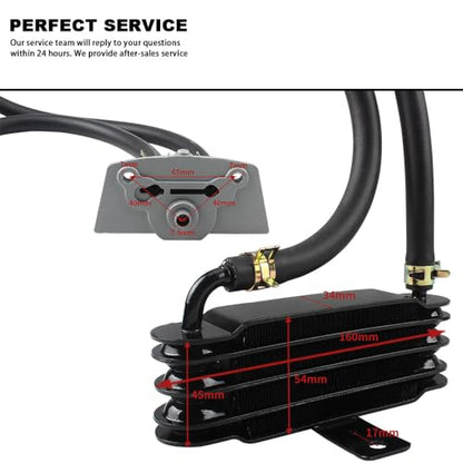 Motorcycle Oil Cooler,GY6 4 Row Oil Cooling Radiator Engine Kit with Oil Pipe Edge Cover for Dirt Pit Bike 125cc Motocross Engine Cooling