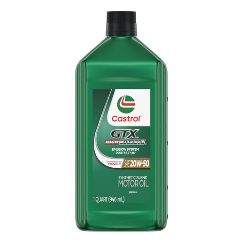 Castrol GTX High Mileage 20W-50 Synthetic Blend Motor Oil, 1 Qt, Pack of 6 - size: 1 Quart, Pack of 6
