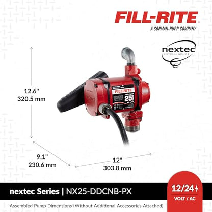 Fill-Rite 12/24V DC 25 GPM Fuel Transfer Pump - Energy-Efficient Fuel Transfer Pump for non stop Operation - Pump Only - NX25-DDCNB-PX - style: Pump Only (Bung)
