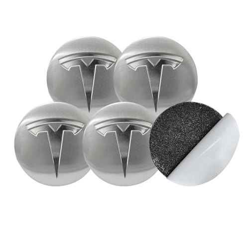 4 Pack Aluminum Waterproof Wheel Cover Center Emblem Sticker for Tesla Model 3 Model Y 56mm Hubcaps Wheel Rim Cover-Silver - color: Silver