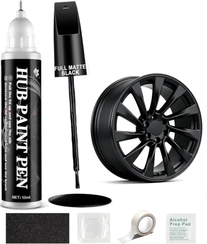 Amiss Full Matte Black Rim Repair Kit, Wheel Paint and Rim Paint Touch Up Pen for Curb Rash, Universal Alloy Wheel Scratch Repair for Scratches and Scuffs, Car Accessories (Full Matte Black) - color: Full Matte Black