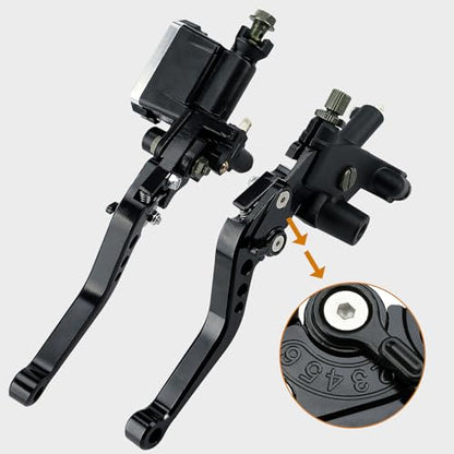 Universal Motorcycle 7/8" 22mm Handlebar Brake Master Cylinder Reservoir Adjustable Clutch and Brake Lever CNC Left & Right Set for Harley Honda Kawasaki Suzuki Yamaha (Black)
