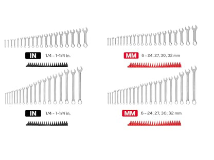 TEKTON Stubby and Standard Combination Wrench Set, 82-Piece | WCB95911 - color: Modular Wrench Organizers, size: 82-pc. 1/4 - 1-1/4 in., 6 - 32 mm