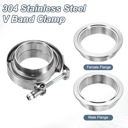 HARFINGTON V Band Clamp with Flange, 304 Stainless Steel, 2.25 Inch, Silver - size: 2.25 Inch