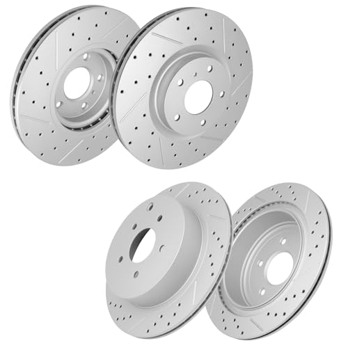 Front and Rear Drilled & Slotted Disc Brake Rotors Set for Nissan Murano 2005 2006 2007