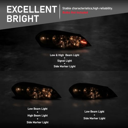 G-PLUS Headlights Assembly, Fit 2006-2007 Chevy Monte Carlo/2006-2013 Chevy Impala/2014-2016 Chevy Impala Limited Bumper Headlamps, Clear Lens Chrome Housing Clear Reflector,faros delanteros - size: [Clear] 2006-2013 Impala