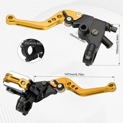Universal Motorcycle 7/8" 22mm Brake Master Cylinder Clutch Lever - color: Gold