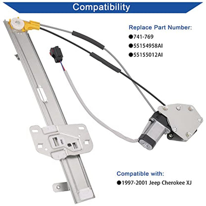 Obaee Window Regulator with Motor Front Right Passenger Side, OE 741-769 - size: Front Right Passenger Side