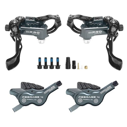 RACEDUEL IIIPRO PEERAGE4 4-Piston MTB Hydraulic Disc Brake Set - color: Sliver
