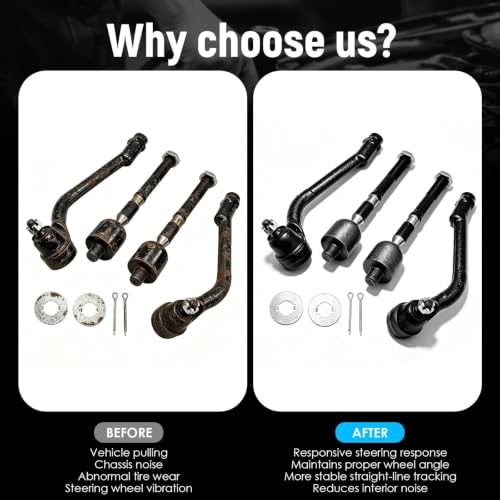 4PC Front Inner Outer Tie Rod End Compatible with Cadenza 14-16