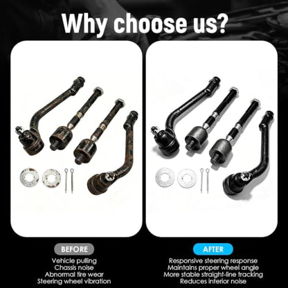 4PC Front Inner Outer Tie Rod End Compatible with Cadenza 14-16