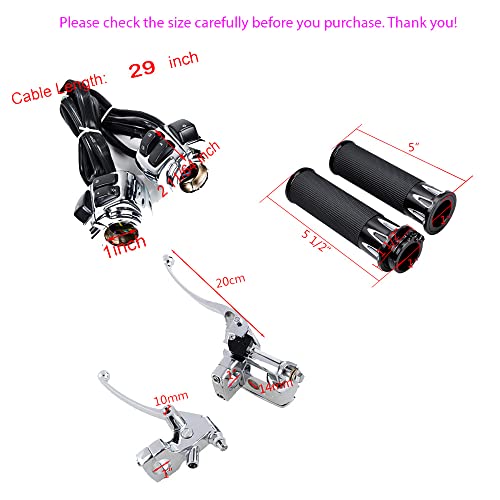 Chrome 1" Handlebar Switch Brake Clutch Levers for Harley 96-12 - color: Chrome, size: Handlebar Switch + Brake Levers + Grips (2)