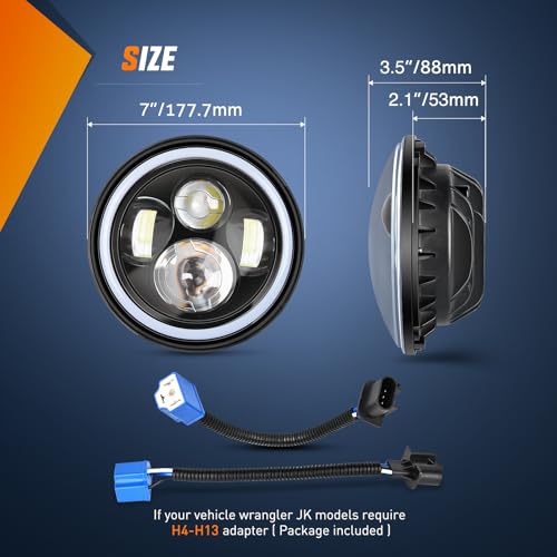 Nilight 2PCS 7 Inch LED Halo Headlights w/Turn Signal Amber Green DRL - color: JK Headlight Green Amber 2Pcs