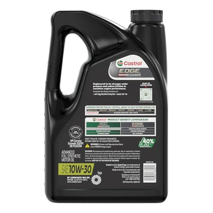 Castrol EDGE High Mileage 10W-30 Advanced Full Syn Motor Oil, 5 Quarts - size: 5 Quarts