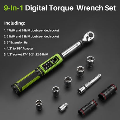 1/2" Digital Torque Wrench-2-147.5Ft.Lb for Car Motorcycle Repair - style: 1/2" 2.2-147.5Ft.Lb Set