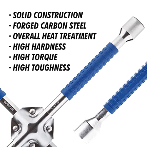 CARTMAN 18 Inch Heavy Duty Non-Slip 4-Way Universal Cross Lug Wrench - size: 18" Blue (Pack of 1)
