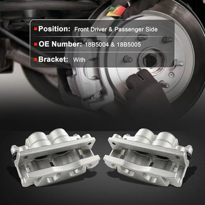 cciyu Front Left & Right Disc Brake Calipers Assembly 18B5004 18B5005 - size: Front[18B5004+18B5005]