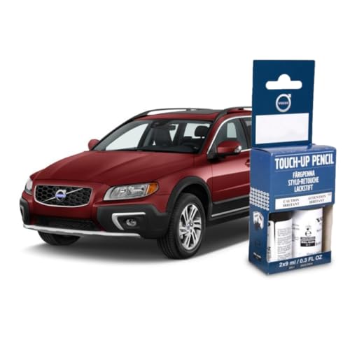 Volvo Touch Up Paint Pen, Includes Base Coat and Clear Coat, 2 x 9 ml (0.3 fl oz), OEM Factory Original (702 Flamenco Red Metallic) - color: 702 Flamenco Red Metallic