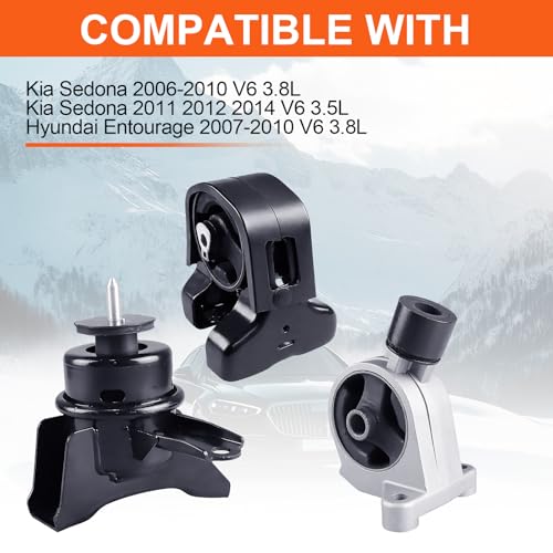 Engine Motor Mount Compatible with Kia Sedona 2006-2010 V6 3.8L/2011 2012 2014 V6 3.5L,Hyundai Entourage 2007-2010 V6 3.8L, Replacement for A7184 A7183 A7149 - size: Sedona 06-14