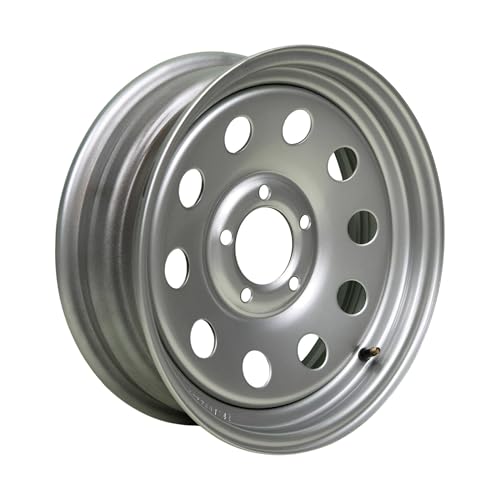 15x5 Trailer Wheel - 5 Lug 5x5 Bolt Pattern - Silver Modular Steel Rim - Heavy Duty Replacement for Utility, Boat and RV Trailers