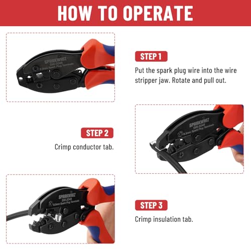 Ratchet Spark Plug Wire Crimping Tool Kit, 180°/90°/Straight Terminals - color: With Spark Plug Wires