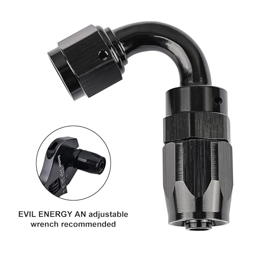 EVIL ENERGY 8AN Hose End Fitting 120 Degree Swivel for CPE Braided Fuel Hose Black - size: 8AN, style: 120 Degree