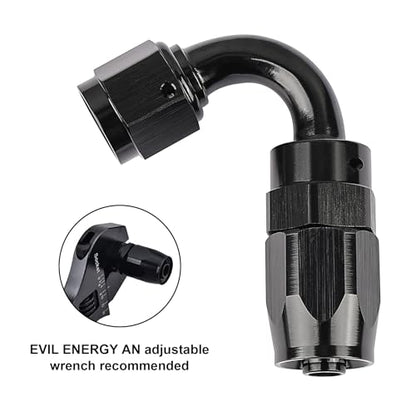 EVIL ENERGY 8AN Hose End Fitting 120 Degree Swivel for CPE Braided Fuel Hose Black - size: 8AN, style: 120 Degree