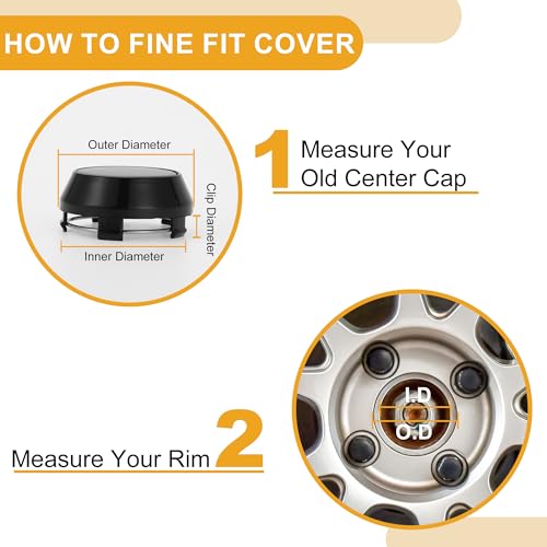 4 Pcs 60 mm 2.36" OD - Universal Car Wheel Hub Center Caps - Auto Hub Covers Scratch Resistant Rustproof - Durable Plastic Black