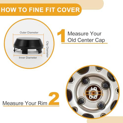 4 Pcs 60 mm 2.36" OD - Universal Car Wheel Hub Center Caps - Auto Hub Covers Scratch Resistant Rustproof - Durable Plastic Black