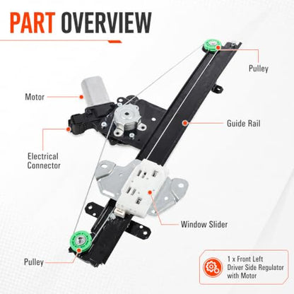 Front Left Driver Side Power Window Regulator w/Motor Electric Compatible with Sentra 2013-2019 751-394 80721-3SG0A - style: Front Driver Side