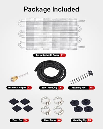 EVIL ENERGY 5/16" Transmission Oil Cooler, 6 Pass Tube and Fin Cooler Kit Universal Aluminium Silver - color: Silver, size: 6 Pass