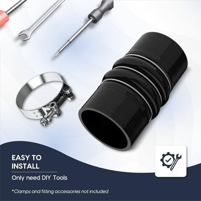 Endure 3"(76mm) Turbo Intercooler Hose, CAC Silicone 4-Ply - Black - color: Black, size: 3Inch-(76mm)