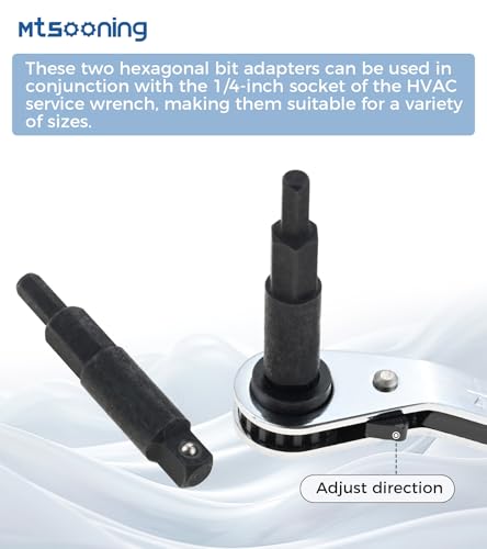 3Pcs HVAC Service Wrench Tool,Refrigeration Wrench with Hexagon Bit Adapter